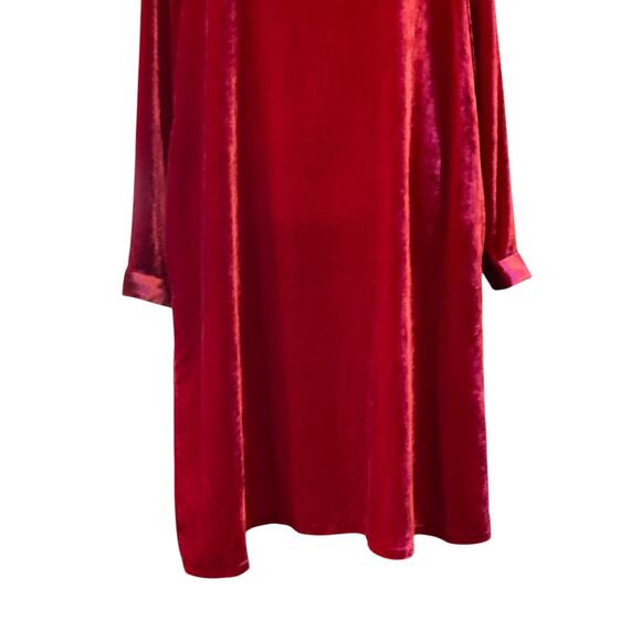 NWT Eileen Fisher The System Ruby Red Silk Velvet Knee Length Dress Size Large - Picture 9 of 16